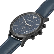 Emporio Armani Renato Chronograph Quartz Blue Dial Blue Leather Strap Watch For Men - AR2481