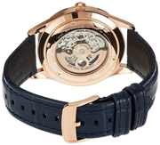 Emporio Armani Luigi Automatic Skeleton Silver Dial Black Leather Strap Watch For Men - AR60013