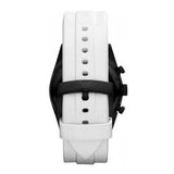 Emporio Armani Sportivo Chronograph Black Dial White Rubber Strap Watch For Men - AR6112