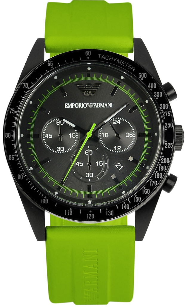 Emporio Armani Sports Analog Black Dial Green Rubber Strap Watch For Men