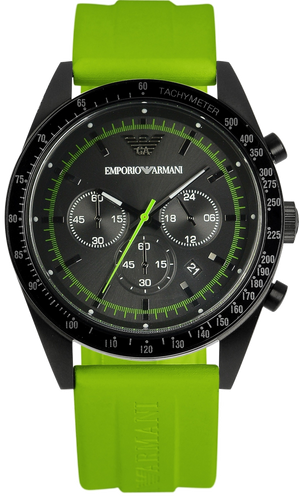 Emporio Armani Sports Analog Black Dial Green Rubber Strap Watch For Men - AR6115