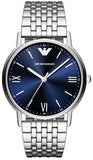 Emporio Armani Kappa Quartz Blue Dial Silver Steel Strap Watch For Men - AR80010