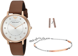 Emporio Armani Classic Analog Silver Dial Brown Leather Strap Watch For Women - AR8040