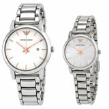 Emporio Armani Quartz White Dial Silver Steel Strap Watch For Men - AR90000