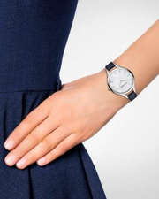 Emporio Armani Aurora Quartz Mother Of Pearl White Dial Blue Leather Strap Watch For Women - AR11090