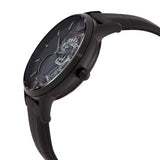 Emporio Armani Meccanico Skeleton Black Dial Black Leather Strap Watch For Men - AR60046