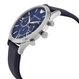 Emporio Armani Giovanni T Bar Chronograph Quartz Blue Dial Blue Leather Strap Watch For Men - AR11226