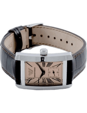 Emporio Armani Classic Beige Dial Brown Leather Strap Watch For Women - AR0155