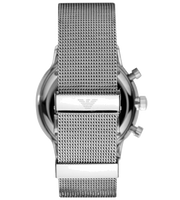 Emporio Armani Classic Chronograph Quartz Silver Dial Silver Mesh Bracelet Watch For Men - AR0390