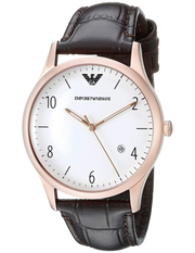 Emporio Armani Beta Chronograph White Dial Brown Leather Strap Watch For Men - AR1915