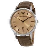 Emporio Armani Classic Quartz Brown Dial Brown Leather Strap Watch For Men - AR2427