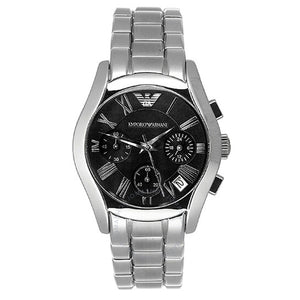 Emporio Armani Velente Chronograph Black Dial Silver Steel Strap Watch For Women - AR0674