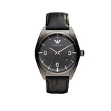 Emporio Armani Franco Black Dial Black Leather Strap Watch For Men - AR0368