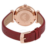 Emporio Armani Gianni T-Bar Analog Mother of Pearl Dial Red Leather Strap Watch For Women - AR11322