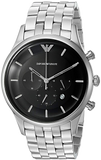 Emporio Armani Chronograph Black Dial Silver Steel Strap Watch For Men - AR11017