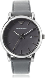 Emporio Armani Classic Quartz Grey Dial Grey Leather Strap Watch For Men - AR1730