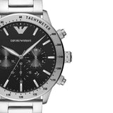 Emporio Armani Mario Chronograph Black Dial Silver Steel Strap Watch For Men - AR11241