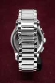 Emporio Armani Valente Chronograph Quartz Black Dial Silver Steel Strap Watch For Men - AR11083
