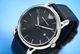 Emporio Armani Classic Quartz Blue Dial Black Leather Strap Watch For Men - AR1731