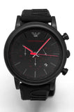 Emporio Armani Luigi Chronograph Black Dial Black Rubber Strap Watch For Men - AR11024