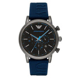 Emporio Armani  Luigi Chronograph Black Dial Blue Rubber Strap Watch For Men - AR11023