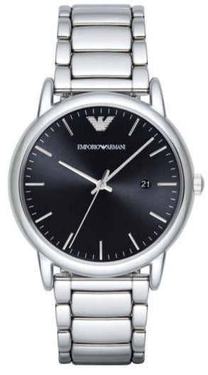 Emporio Armani Luigi Quartz Black Dial Silver Steel Strap