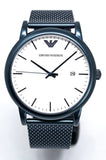 Emporio Armani Luigi Quartz White Dial Blue Mesh Bracelet Watch For Men - AR11025