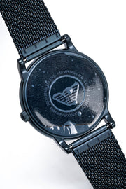 Emporio Armani Luigi Quartz Blue Dial Grey Mesh Bracelet Watch For Men - AR11053