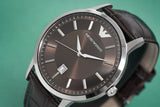 Emporio Armani Classic Quartz Brown Dial Brown Leather Strap Watch For Men - AR1729