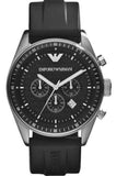 Emporio Armani Sportivo Chronograph Black Dial Black Rubber Strap Watch For Men - AR0527