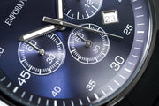 Emporio Armani Sportivo Chronograph Blue Dial Black Strap Watch For Men - AR5921