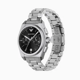 Emporio Armani Federico Chronograph Black Dial Silver Steel Strap Watch For Men - AR11560