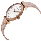 Emporio Armani Gianni T Bar Analog Silver Dial Beige Leather Strap Watch For Women - AR11127