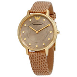 Emporio Armani Kappa Quartz Mother of Pearl Taupe Dial Brown Leather Strap Watch For Men - AR11151