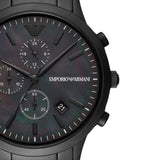 Emporio Armani Renato Chronograph Mother of Pearl Black Dial Black Steel Strap Watch For Men - AR11275