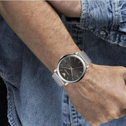 Emporio Armani Luigi Analog Black Dial Silver Mesh Bracelet Watch For Men - AR11272