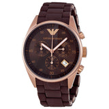 Emporio Armani Sportivo Chronograph Brown Dial Brown Silicone Strap Watch For Men - AR5891