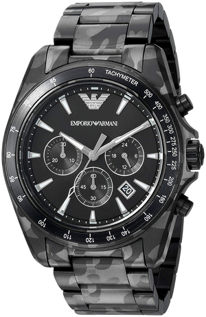 Emporio Armani Sportivo Quartz Black Dial Black Steel Strap Watch For Men - AR11027