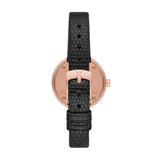 Emporio Armani Rosa Two Hand Black Dial Black Leather Strap Watch For Women - AR11493