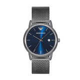 Emporio Armani Luigi Quartz Blue Dial Grey Mesh Bracelet Watch For Men - AR11053