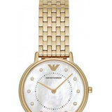 Emporio Armani Dress Analog Mother of Pearl Dial Gold Steel Strap Watch For Women - AR11007