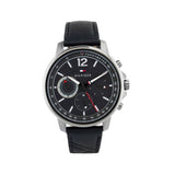 Tommy Hilfiger London Chronograph Grey Dial Black Leather Strap Watch for Men - 1791533