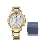 Tommy Hilfiger Claudia White Dial Gold Steel Strap Watch for Women - 1781742