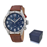 Tommy Hilfiger Trent Quartz Blue Dial Brown Leather Strap Watch for Men - 1791066