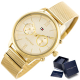 Tommy Hilfiger Blake Quartz Gold Dial Gold Mesh Bracelet Watch for Women - 1782302