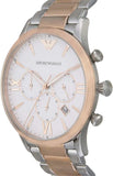 Emporio Armani Giovanni Chronograph Quartz White Dial Two Tone Steel Strap Watch For Men - AR11209