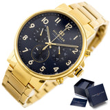 Tommy Hilfiger Daniel Blue Dial Gold Steel Strap Watch for Men - 1710384