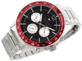 Tommy Hilfiger Luke Chronograph Quartz Black Dial Silver Steel Strap Watch for Men - 1791122