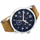 Tommy Hilfiger Briggs Chronograph Blue Dial Brown Leather Strap Watch for Men - 1791424