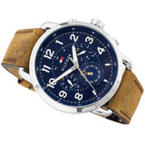 Tommy Hilfiger Briggs Chronograph Blue Dial Brown Leather Strap Watch for Men - 1791424